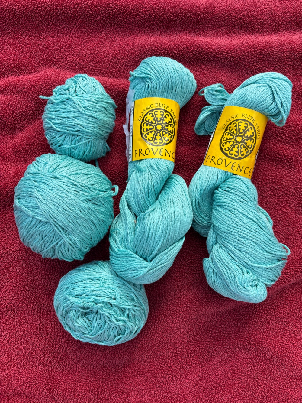 Classic Elite Yarns Provence Turquoise 100% Egyptian Cotton - 2 Skeins + 3 Balls